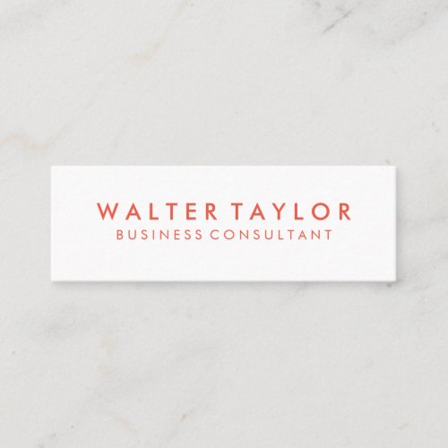 Minimalist Orange Text Mini Business Card