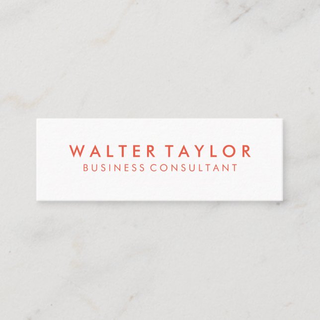 Minimalist Orange Text Mini Business Card (Front)