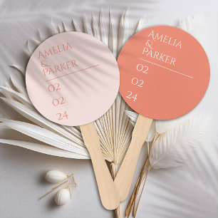 Minimalist Orange Wedding Hand Fans