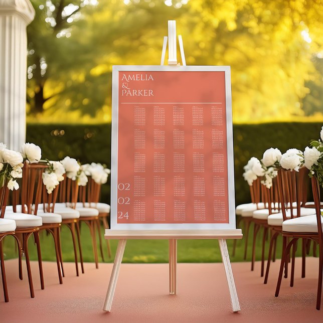Minimalist Orange Wedding Seating Cart Poster (Creator Uploaded)