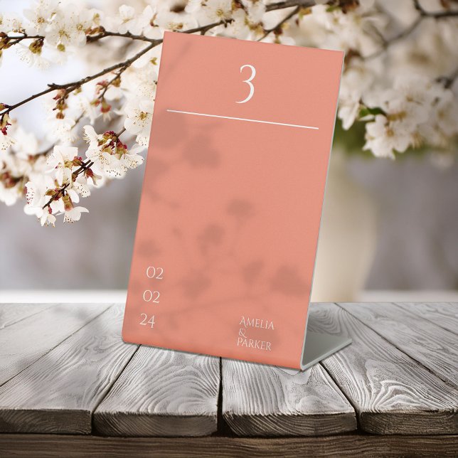 Minimalist Orange Wedding Table Numbers Pedestal Sign (Creator Uploaded)