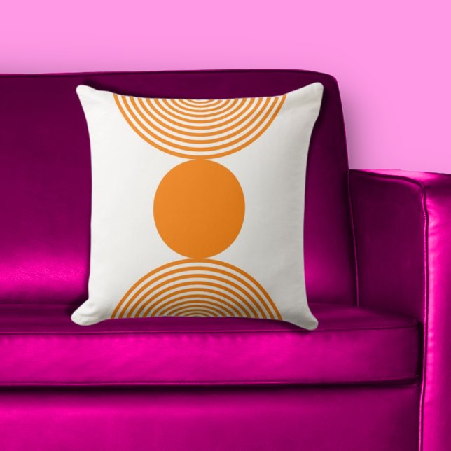 Minimalist Orange & White Circles  Throw Pillow (Creator Uploaded)