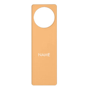 Minimalist orange white custom name text monogram door hanger
