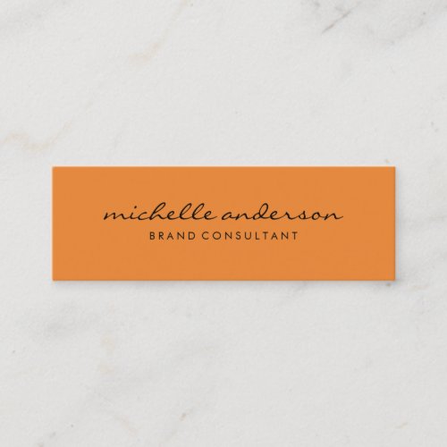 Minimalist Orange with Cursive Text Mini Business Card