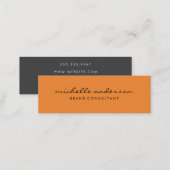 Minimalist Orange with Cursive Text Mini Business Card (Front/Back)