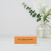 Minimalist Orange with Cursive Text Mini Business Card (Standing Front)