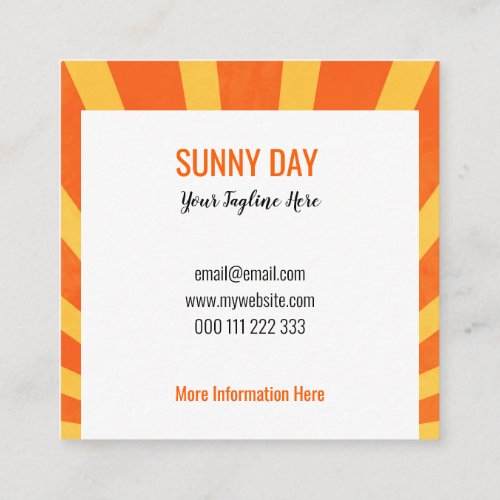 Minimalist Orange Yellow Sun Rays Professional Square Business Card