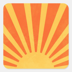 Minimalist Orange Yellow Sun Rays Square Sticker