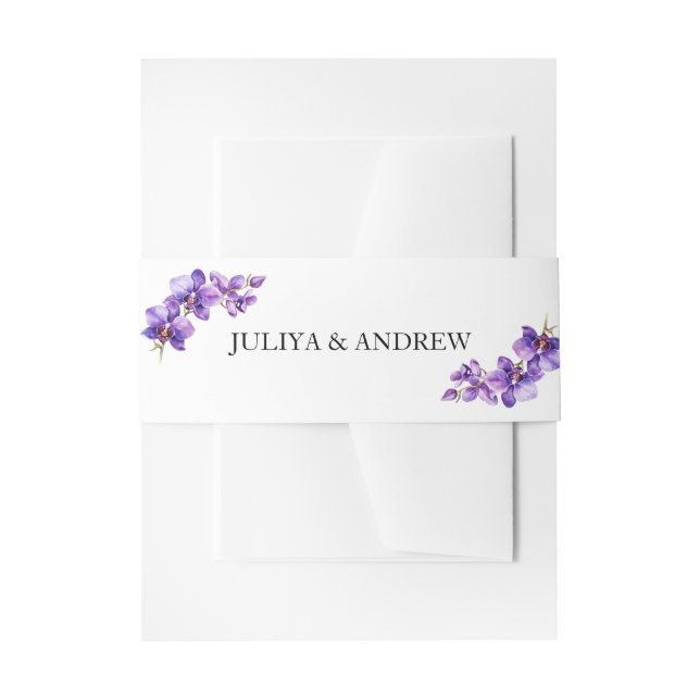 Minimalist Orchid and white wedding  Invitation Belly Band (Front Example)