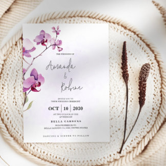 Minimalist Orchid Wedding Invitation