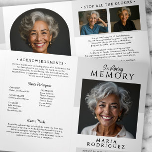 Minimalist Order Of Service Obituary Photo Funeral Tri-Fold Program
