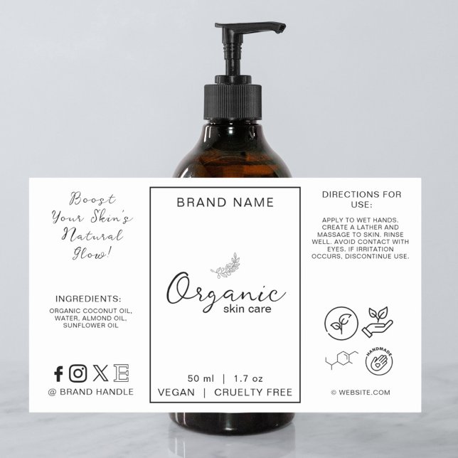 Minimalist Organic Skincare Product Label Sticker (Creator Uploaded)