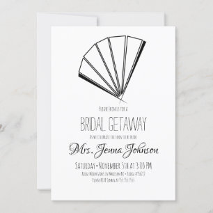 Minimalist Oriental Japanese Fan Bridal Shower Invitation