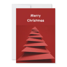 Minimalist Origami Paper Christmas Tree Red Bg