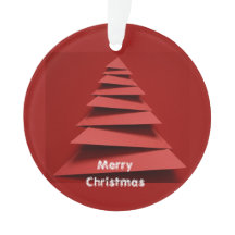 Minimalist Origami Paper Christmas Tree Red Bg