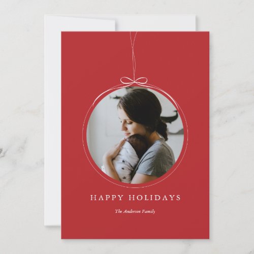 Minimalist Ornament Frame Photo Holiday Card