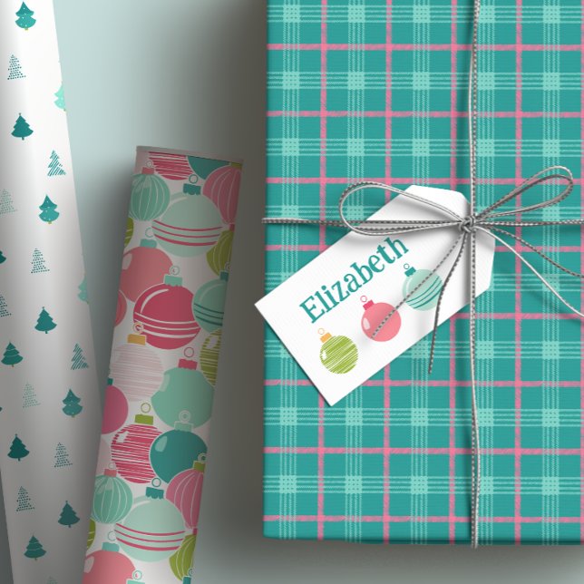 Minimalist Ornament Name Gift Tag (Pairs perfectly with the Modern Vibrant Holiday Gift Wrap Set)