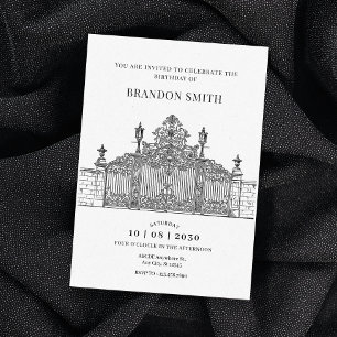 Minimalist Ornate entrance Gate art birthday Invitation