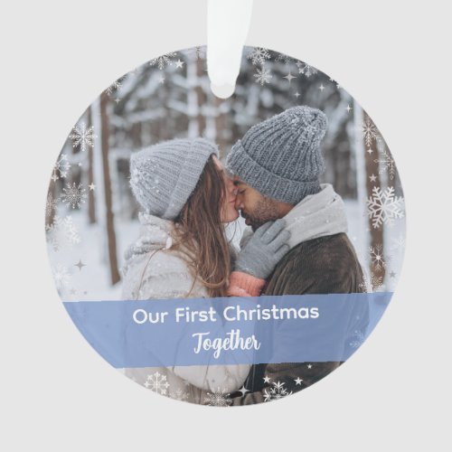 Minimalist Our First Christmas Together 2 Photos Ornament