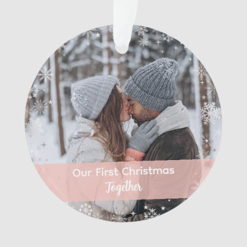 Minimalist Our First Christmas Together 2 Photos Ornament