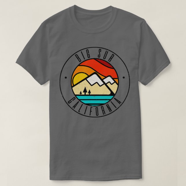 Minimalist Outdoors Big Sur California CA  T-Shirt (Design Front)
