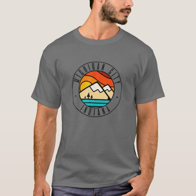 Minimalist Outdoors Michigan City Indiana IN T-Shirt (Front)