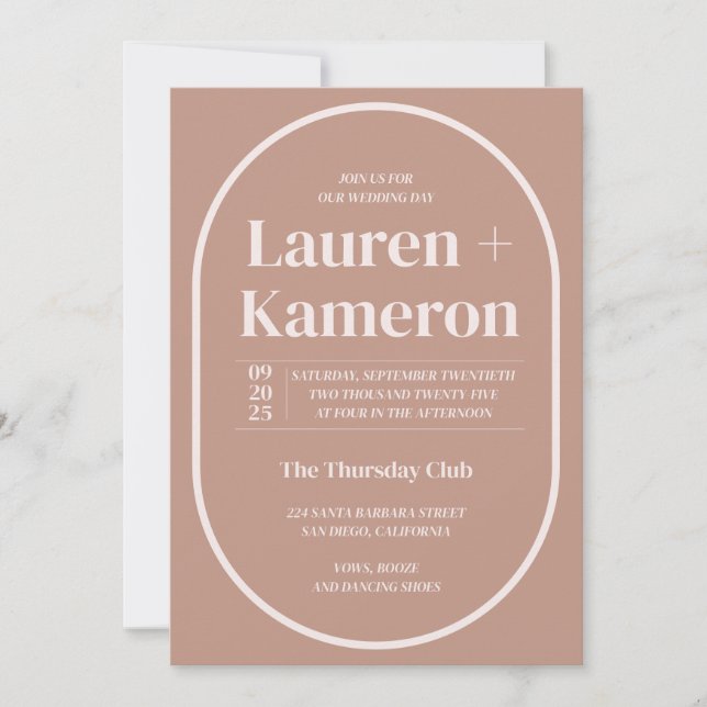 Minimalist Oval Frame Wedding Invitation | Modern  (Front)