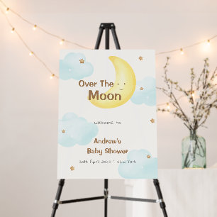 Minimalist Over The Moon Baby Shower Welcome Sign