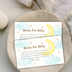 Minimalist Over The Moon Books For Baby Shower Enclosure Card