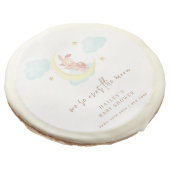 Minimalist Over The Moon Bunny Cloud Baby Shower Sugar Cookie (Angled)