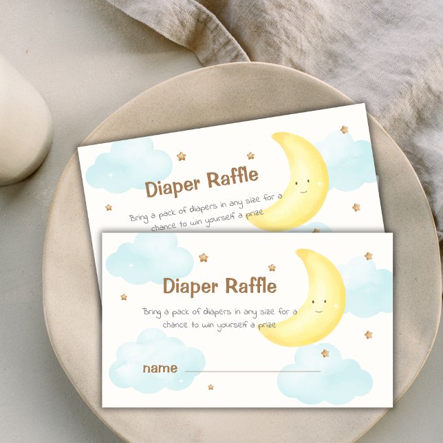 Minimalist Over The Moon Diaper Raffle Baby Shower Enclosure Card (Minimalist Over The Moon Diaper Raffle Baby Shower Enclosure Card)