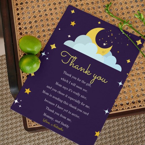 Minimalist Over the moonbaby shower thank you card
