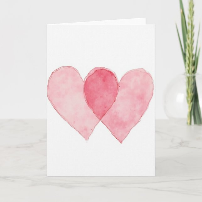 Minimalist Overlapping Hearts Card (Front)