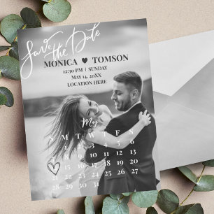 Minimalist Overlay Calendar Save the Date Magnet