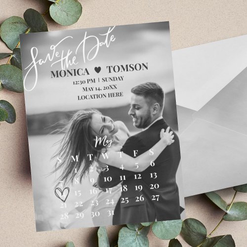 Minimalist Overlay Calendar Save the Date Magnet 