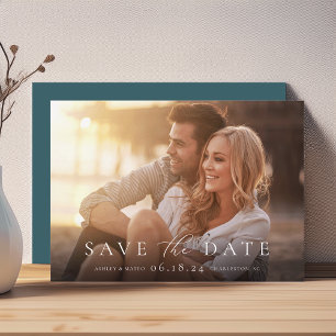 Minimalist Overlay Horizontal Photo Save The Date