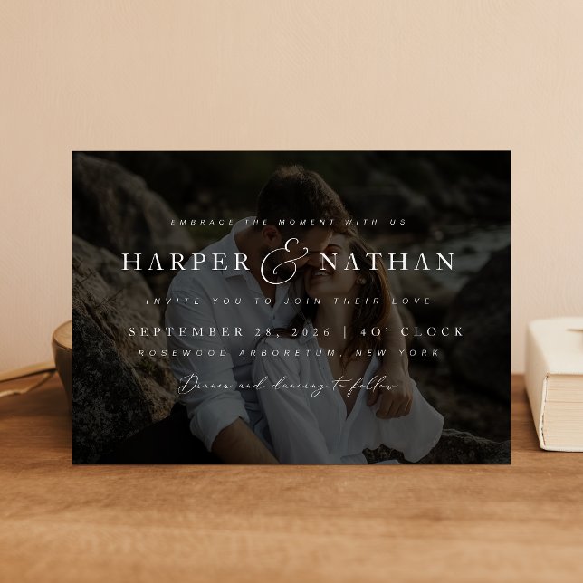 Minimalist Overlay Photo QR Code Wedding Invitation (Creator Uploaded)