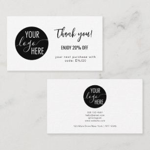 Minimalist Own Logo Thank You Discount Card