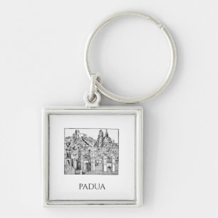 Minimalist Padua Medieval Skyline Line Art Keychain