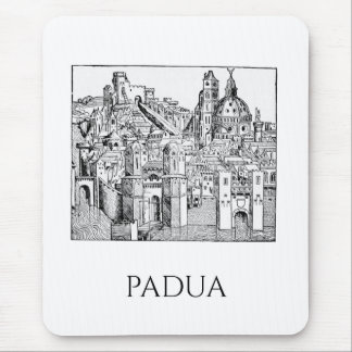 Minimalist Padua Medieval Skyline Line Art Mouse Pad