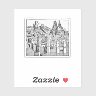 Minimalist Padua Medieval Skyline Line Art Sticker