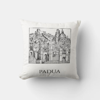 Minimalist Padua Medieval Skyline Line Art Throw Pillow