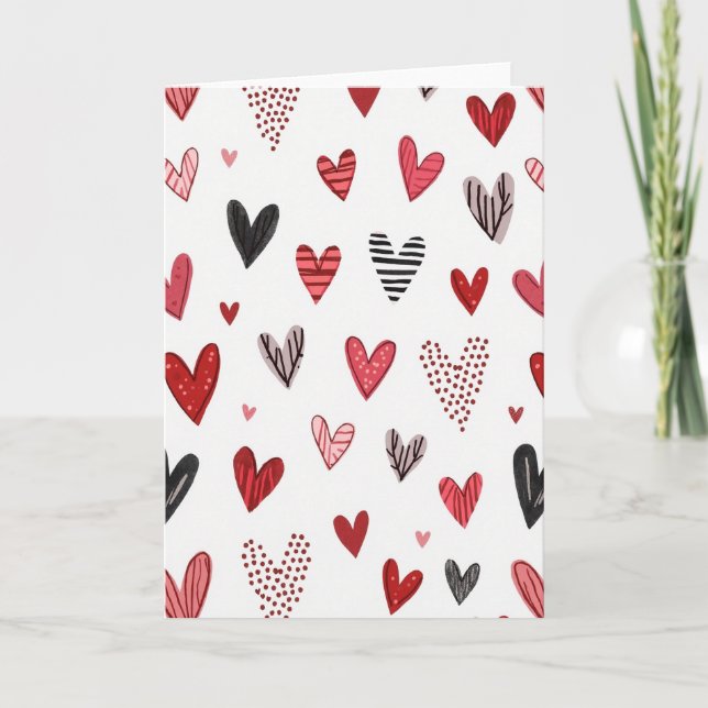 Minimalist Paint Textured Hearts Card (Front)