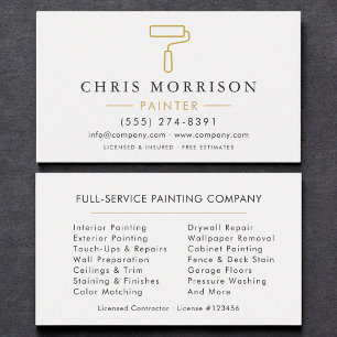 Minimalist Painter White Gold Modern Business Card