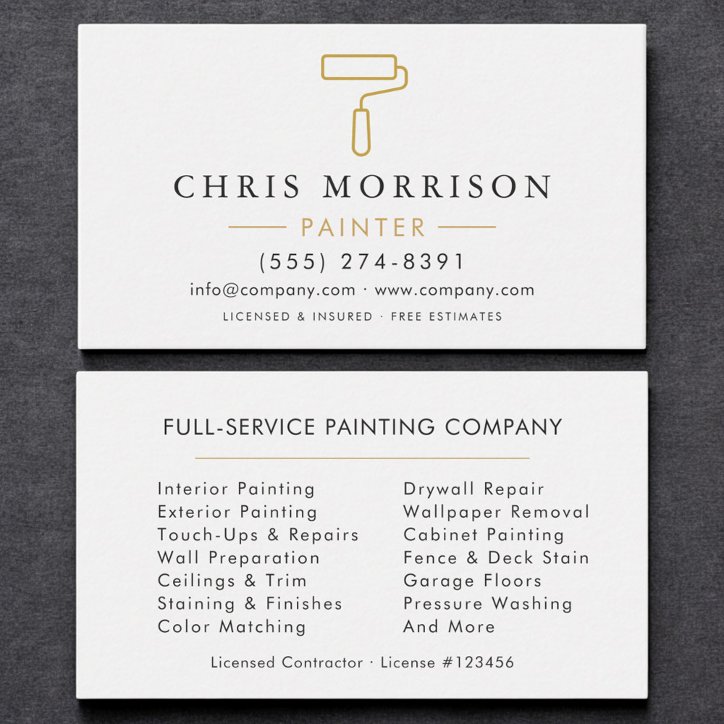 Minimalist Painter White Gold Modern Business Card