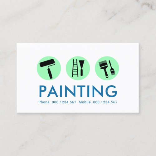 Minimalist Painting Brush Icons Business Card