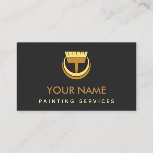 Minimalist Painting Services Brush Moon Painter  Business Card