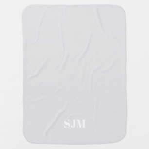 Minimalist pale grey custom monogram initials name baby blanket