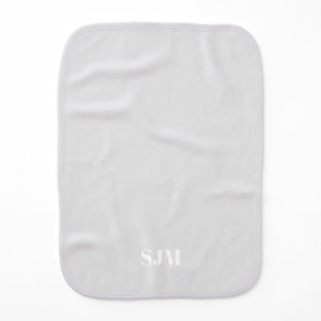 Minimalist pale grey custom monogram initials name baby burp cloth