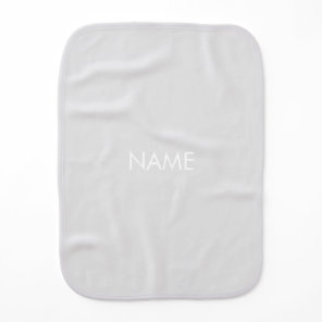 Minimalist pale grey custom name monogram solid baby burp cloth